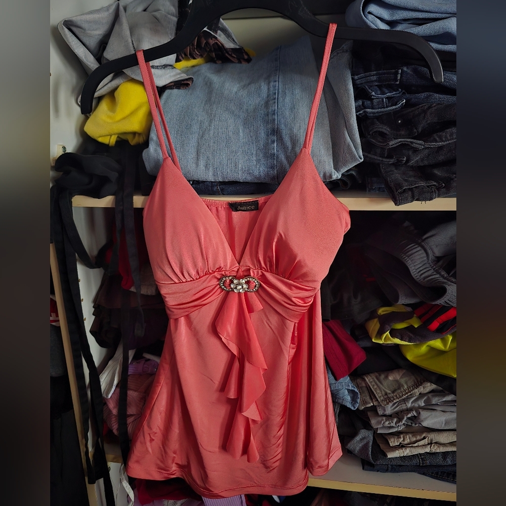Light Coral Camisole with Jewel Accent - S